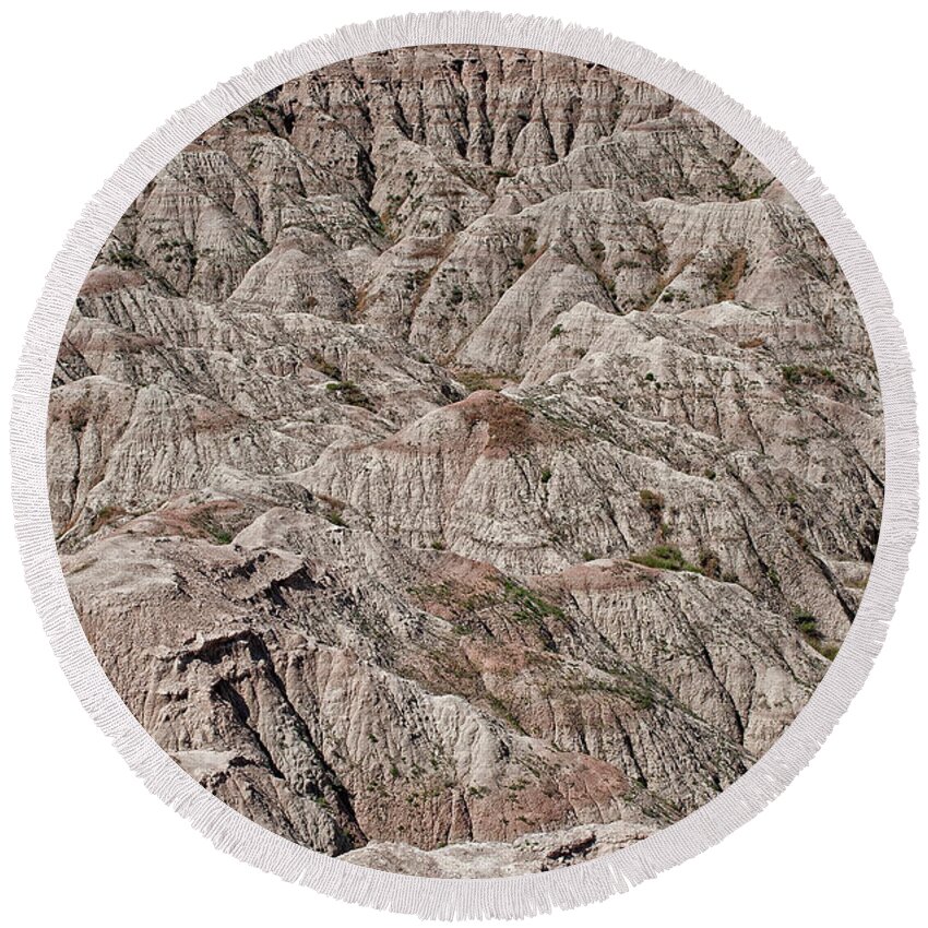 Badlands Round Beach Towel featuring the photograph Badlands #1 by Wade Aiken