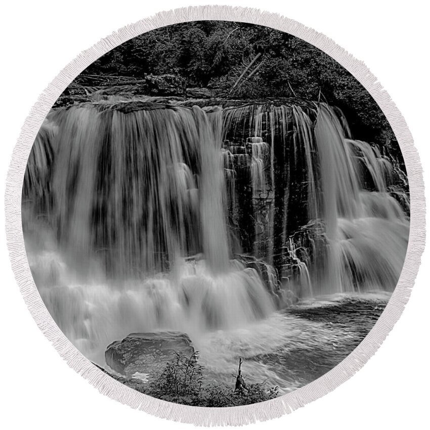 Waterfalls Round Beach Towel featuring the photograph Blackwater Falls Mono 1309 by Donald Brown
