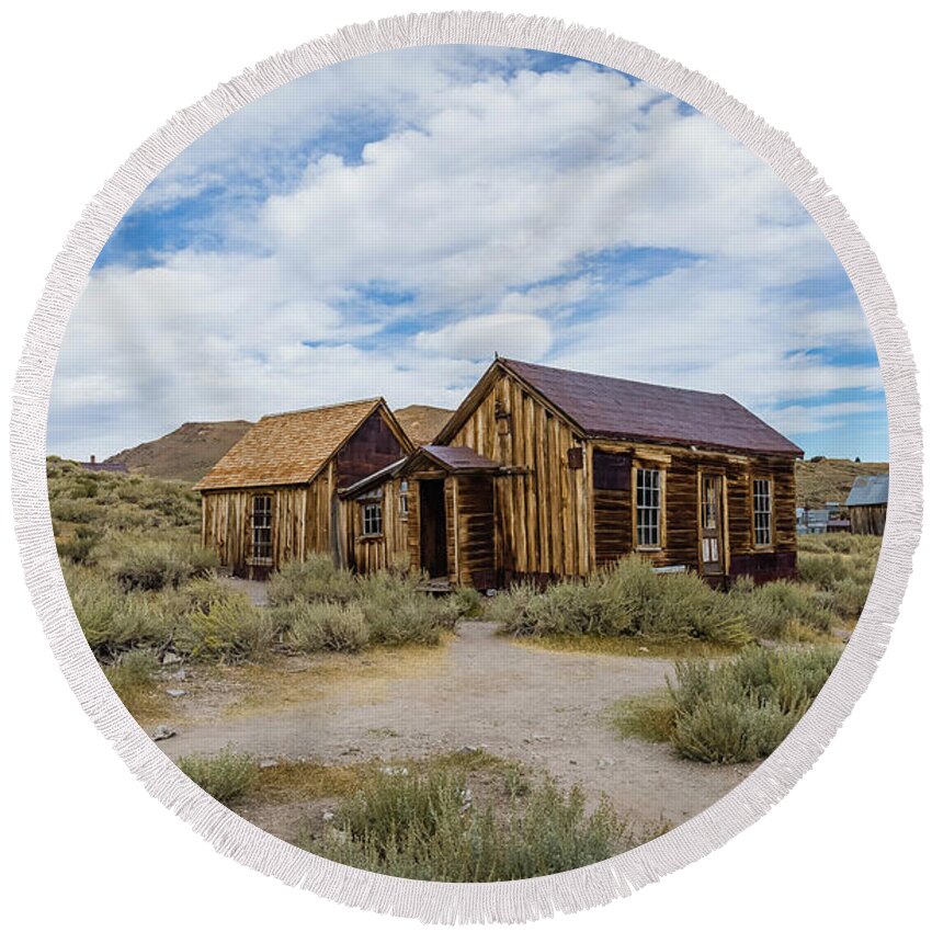 Bodie Round Beach Towel featuring the photograph Bodie California #1 by Mike Ronnebeck