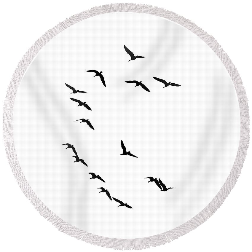 Canadian Geese Round Beach Towel featuring the photograph Canadian Geese Flying II #1 by Scott Cameron