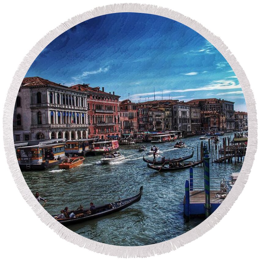  Round Beach Towel featuring the photograph Canal #1 by Al Harden