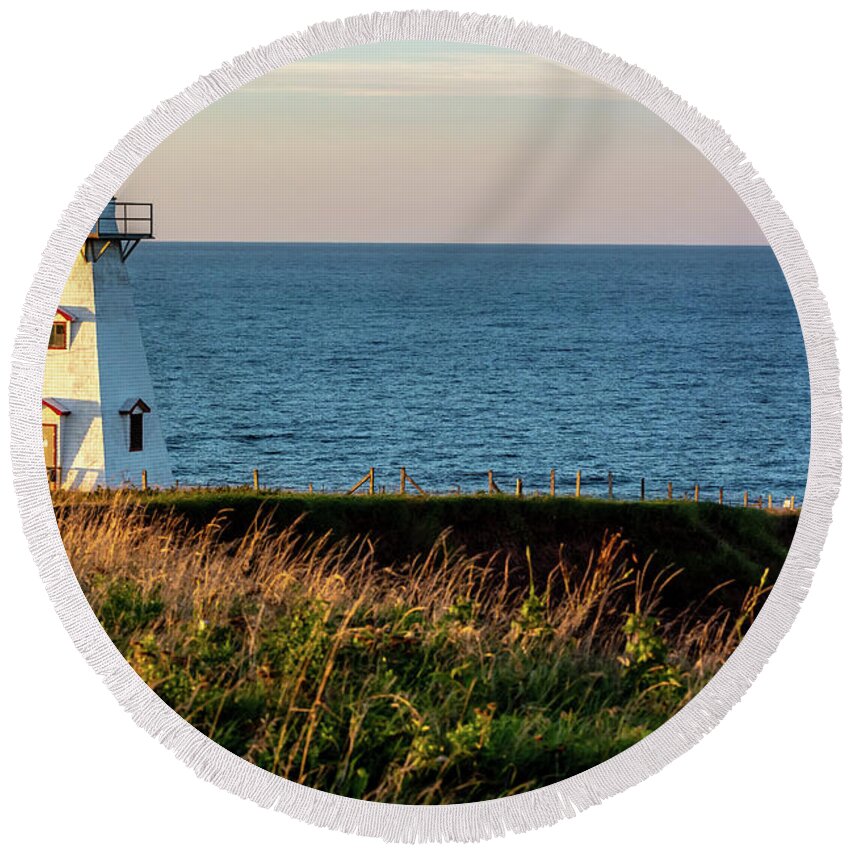 Pei Round Beach Towel featuring the photograph Cape Tryon Lighthouse #2 by Douglas Wielfaert