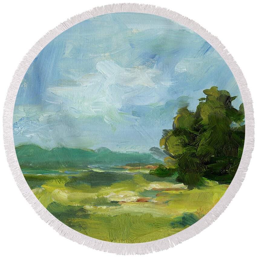 Landscapes Round Beach Towel featuring the painting Field Color Study II #1 by Ethan Harper