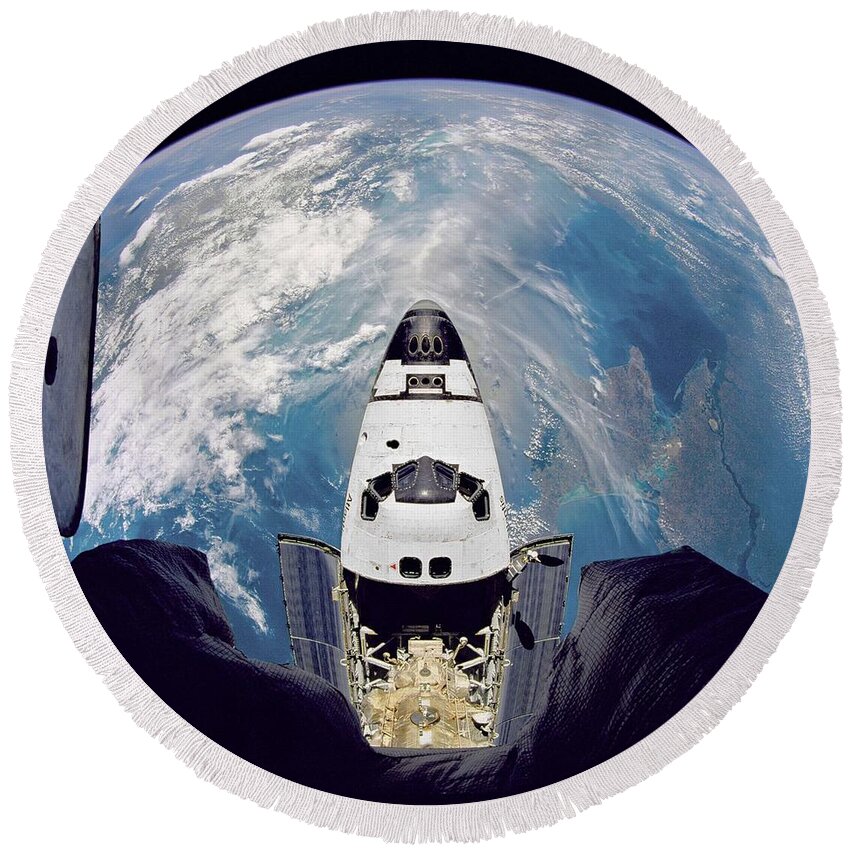 Atlantis Round Beach Towel featuring the painting Fish-Eye View of Atlantis #1 by Celestial Images