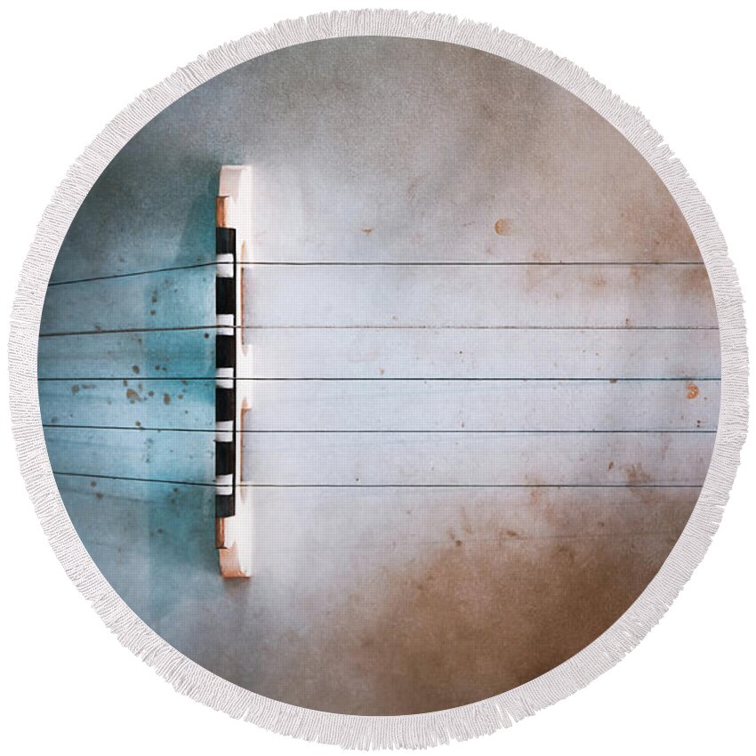 Strings Round Beach Towel featuring the photograph Five String Banjo by Scott Norris