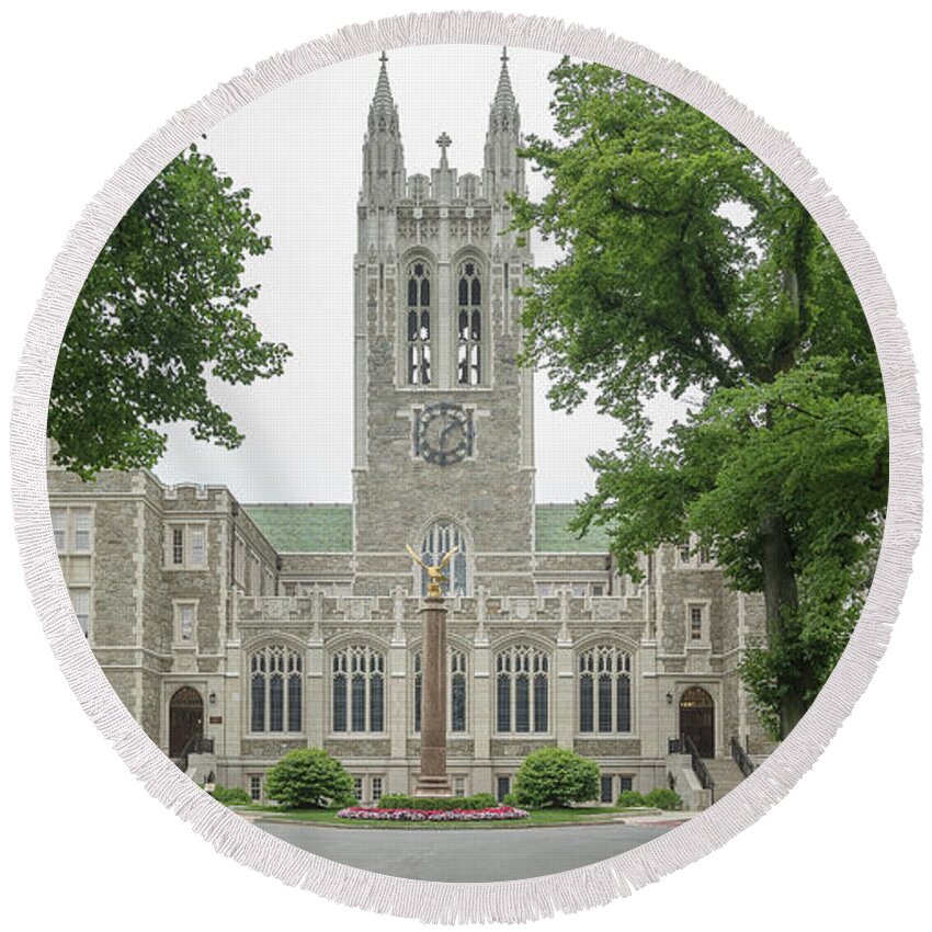 Photography Round Beach Towel featuring the photograph Front View Of Gasson Hall, Chestnut #1 by Panoramic Images