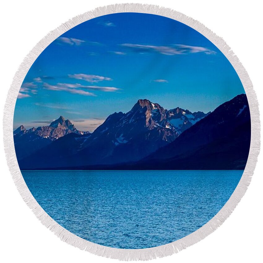 Lake Round Beach Towel featuring the photograph Grand Tetons #1 by Ric Schafer