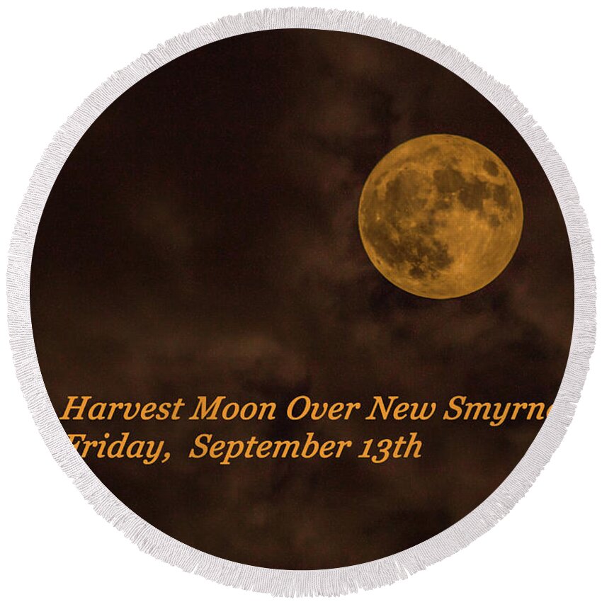 Harvest Moon Round Beach Towel featuring the photograph Harvest Moon #1 by Dorothy Cunningham