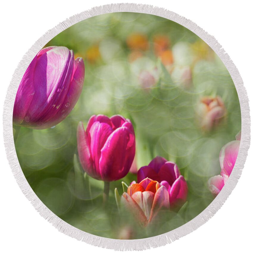 Tulips Round Beach Towel featuring the photograph I Choose Spring #1 by Marilyn Cornwell