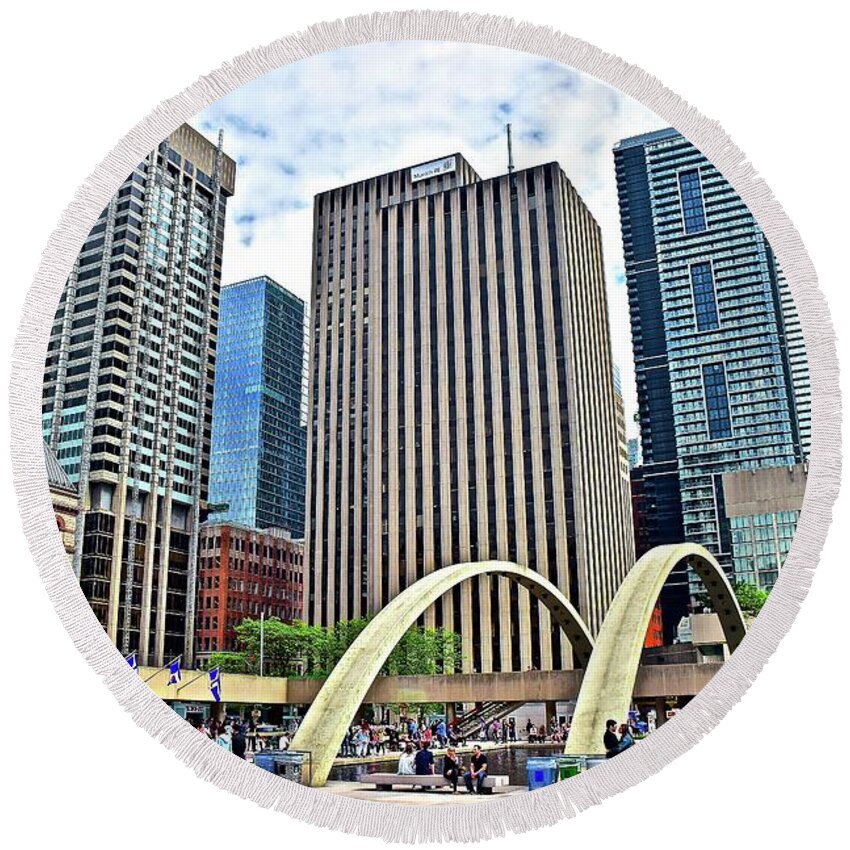 Toronto Round Beach Towel featuring the photograph In the Heart of Toronto #1 by Frozen in Time Fine Art Photography