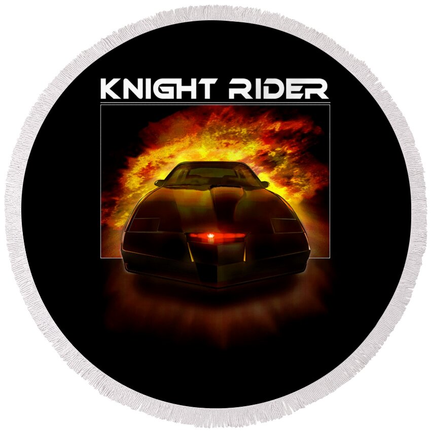 Movie Round Beach Towel featuring the digital art Knight Rider #1 by David Michael Hasselhoff