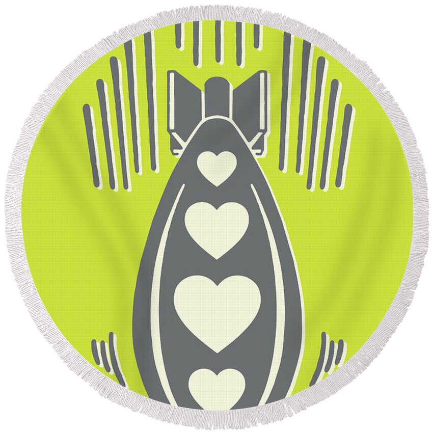 Bomb Round Beach Towel featuring the drawing Love Bomb #1 by CSA Images