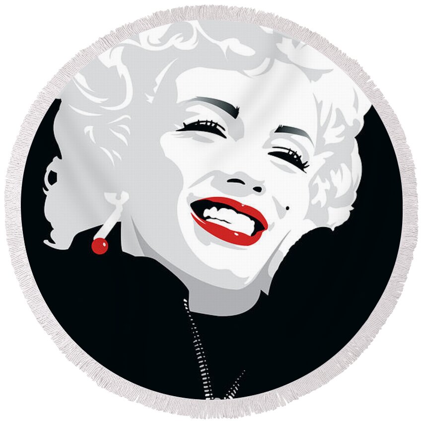 Fashion Round Beach Towel featuring the painting Miki Marilyn #1 by Miki