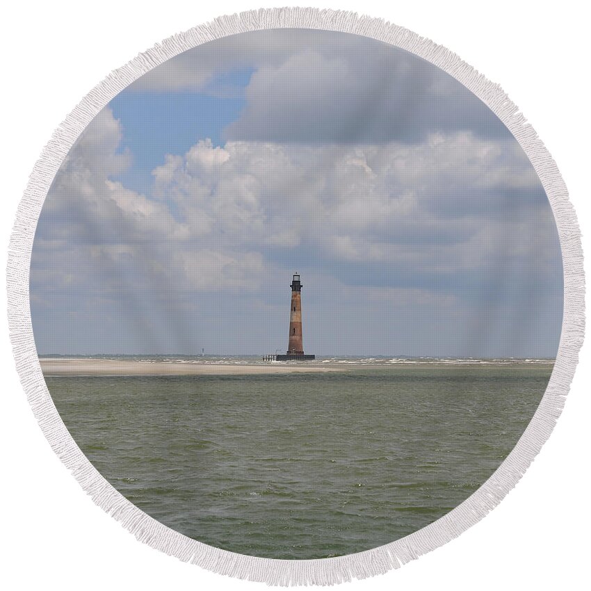 Morris Island Lighthouse. Lighthouse Round Beach Towel featuring the photograph Morris Island Lighthouse - Charleston South Carolina #1 by Dale Powell