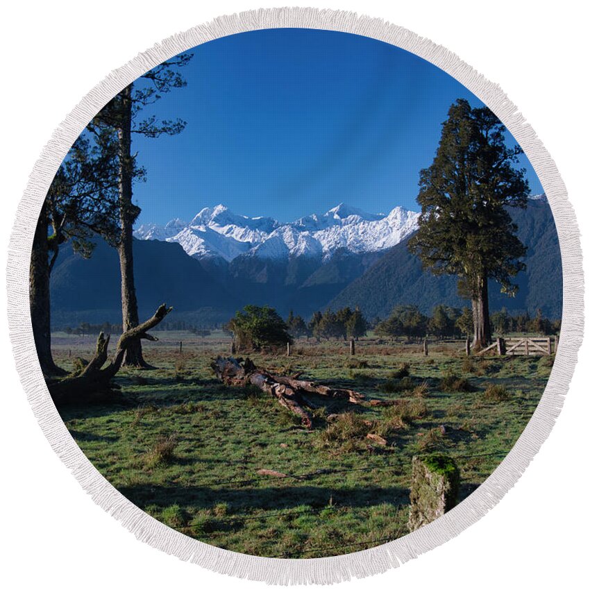 New Zealand Round Beach Towel featuring the photograph New Zealand Alps by Steven Ralser
