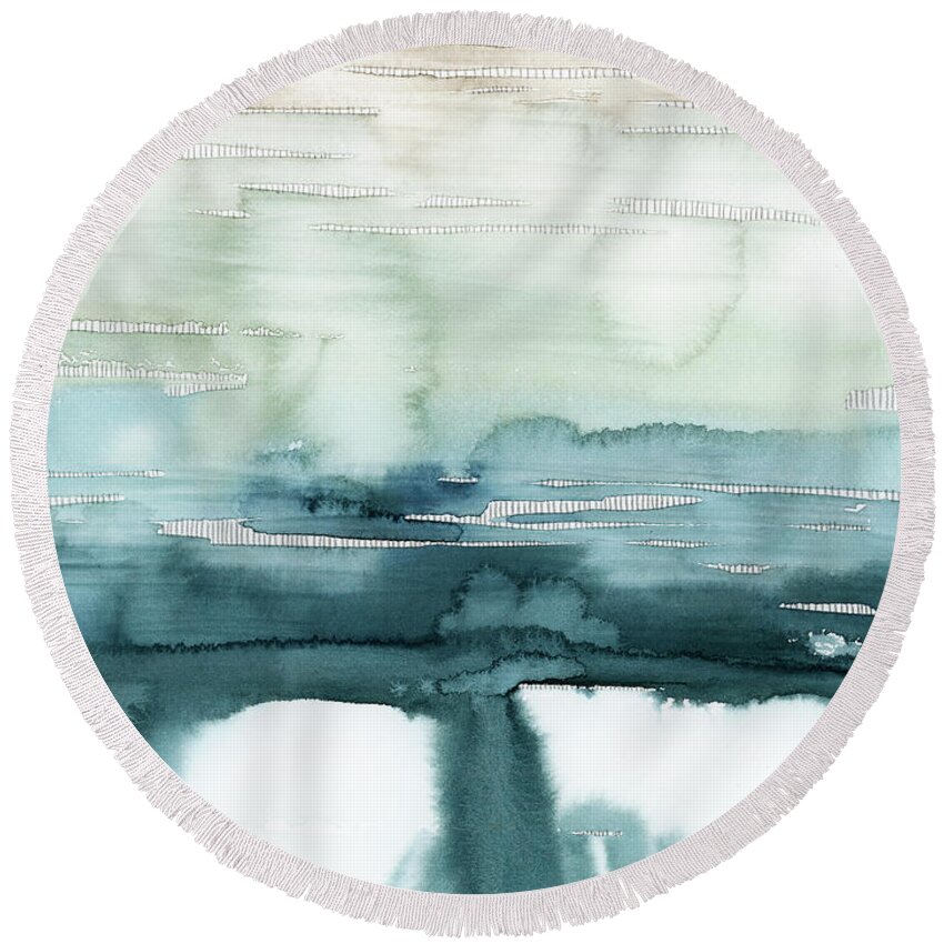 Abstract Round Beach Towel featuring the painting Organic Cascade II #1 by Grace Popp