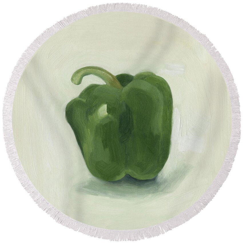 Kitchen Round Beach Towel featuring the painting Pepper Study II by Emma Scarvey