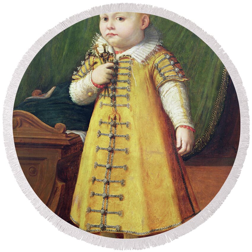 Curtain Round Beach Towel featuring the painting Portrait Of A Child by Sofonisba Anguissola