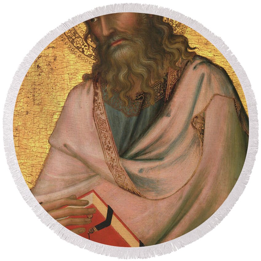 Saint Andrew Round Beach Towel featuring the painting Saint Andrew by Simone Martini