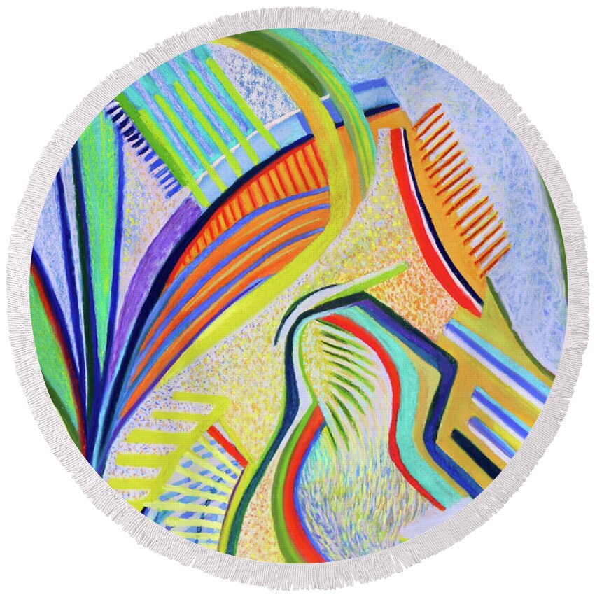  Round Beach Towel featuring the painting Spring is Coming #1 by Polly Castor