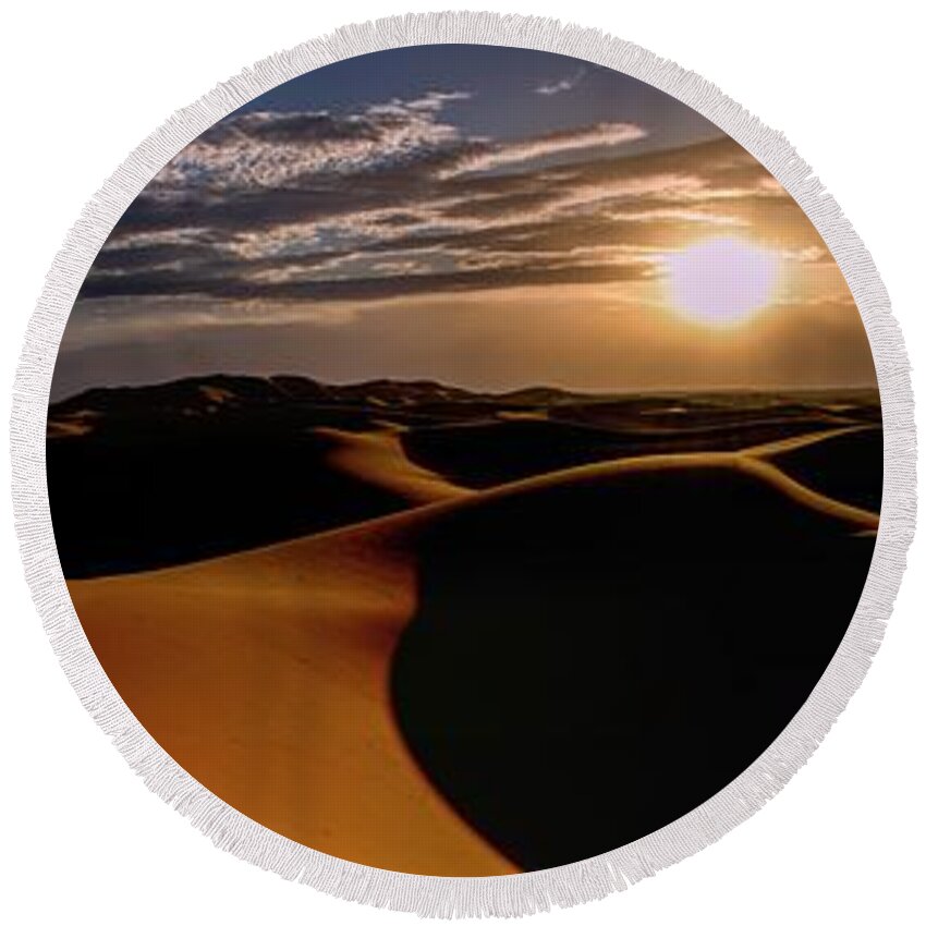 Africa Round Beach Towel featuring the photograph Sunset in Morocco #2 by Robert Grac