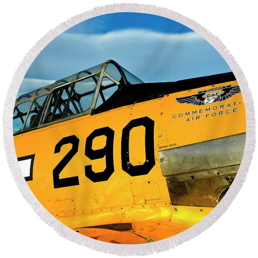 Vintage Fighter Plane Round Beach Towel featuring the photograph Vintage Warrior 2 #1 by Neil Pankler