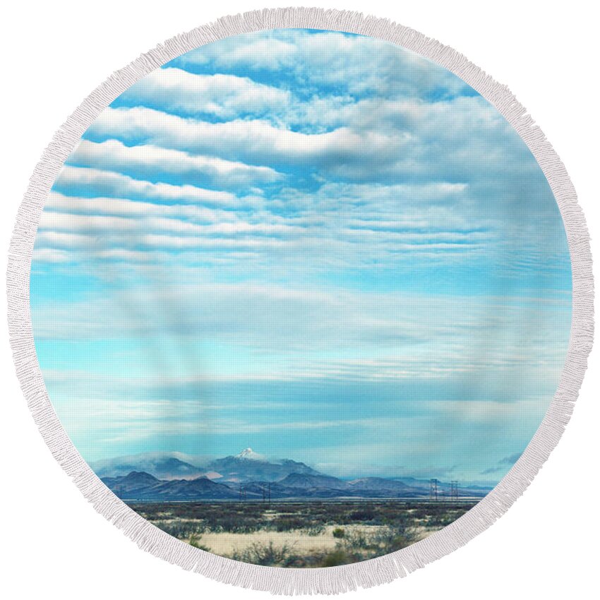 Mountains Round Beach Towel featuring the photograph West Texas Skyline #2 #2 by David Chasey