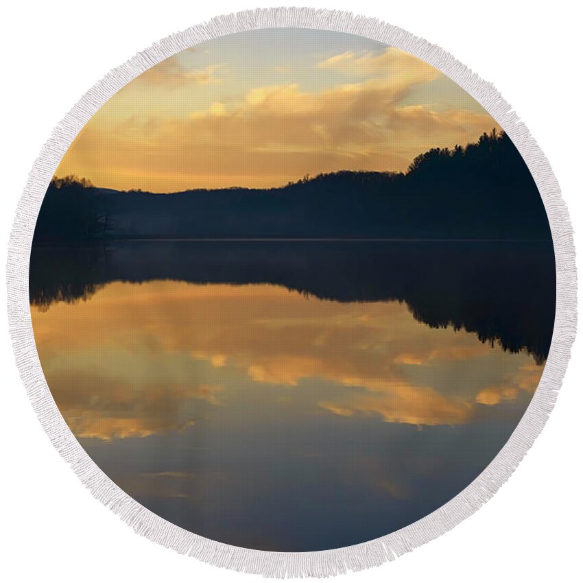 Lake Round Beach Towel featuring the photograph Winter Dawn at the Lake #1 by Thomas R Fletcher