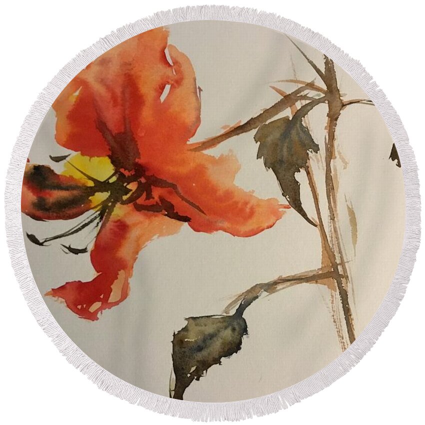 1342019 Round Beach Towel featuring the painting 1342019 by Han in Huang wong