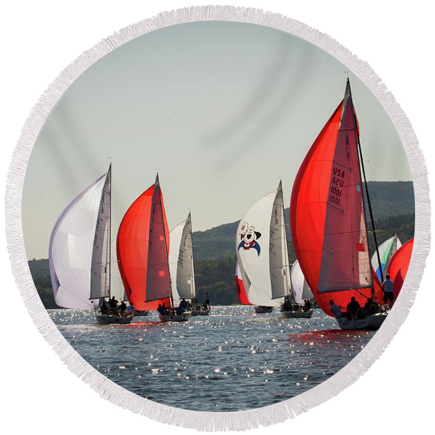 Sailing Round Beach Towel featuring the photograph 2019 J80 North American Championships #19 by Benjamin Dahl