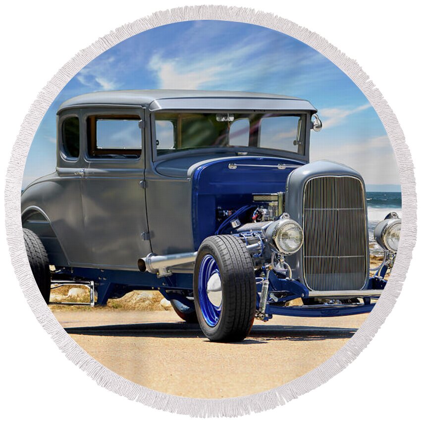 1931 Ford Coupe Round Beach Towel featuring the photograph 1931 Ford 'Hot Rod' Coupe by Dave Koontz
