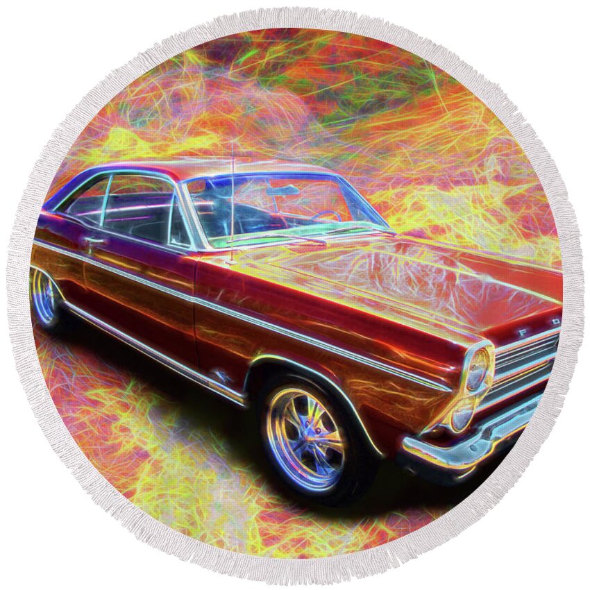 66 Ford Fairlane Round Beach Towel featuring the digital art 1966 Ford Fairlane by Rick Wicker