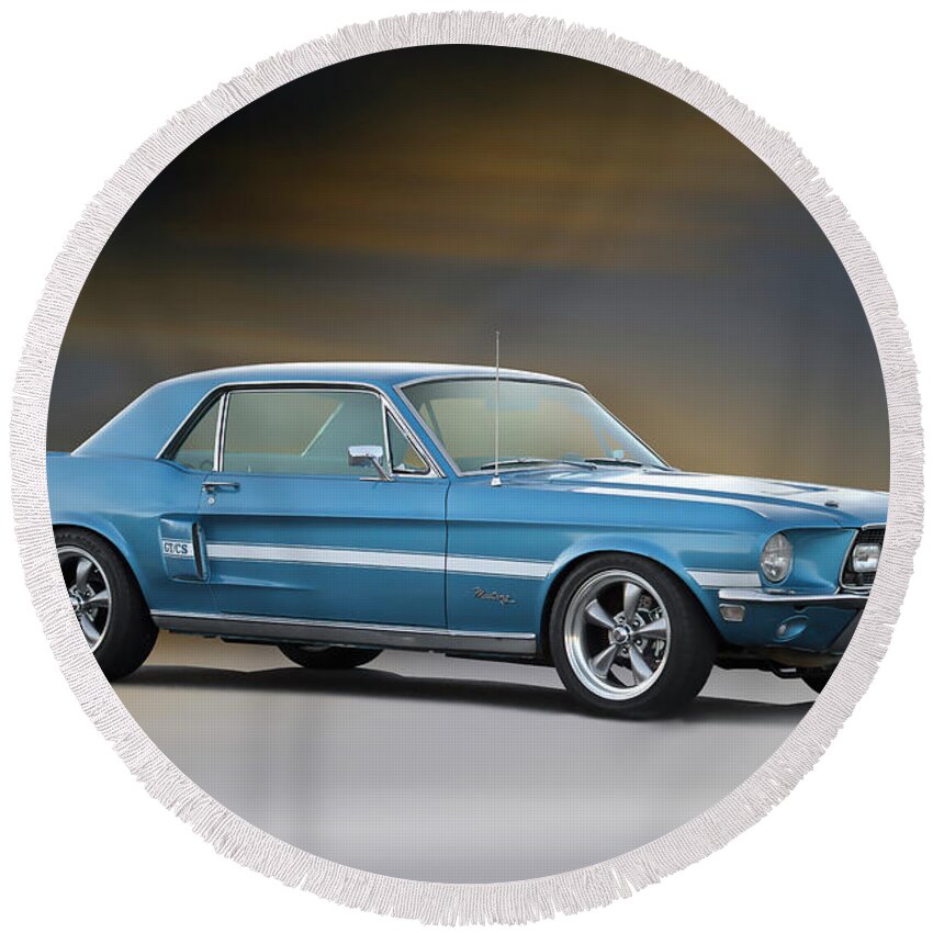 1968 Ford Mustang Gt/cs Coupe Round Beach Towel featuring the photograph 1968 Ford Mustang GT/CS 'California Special' by Dave Koontz