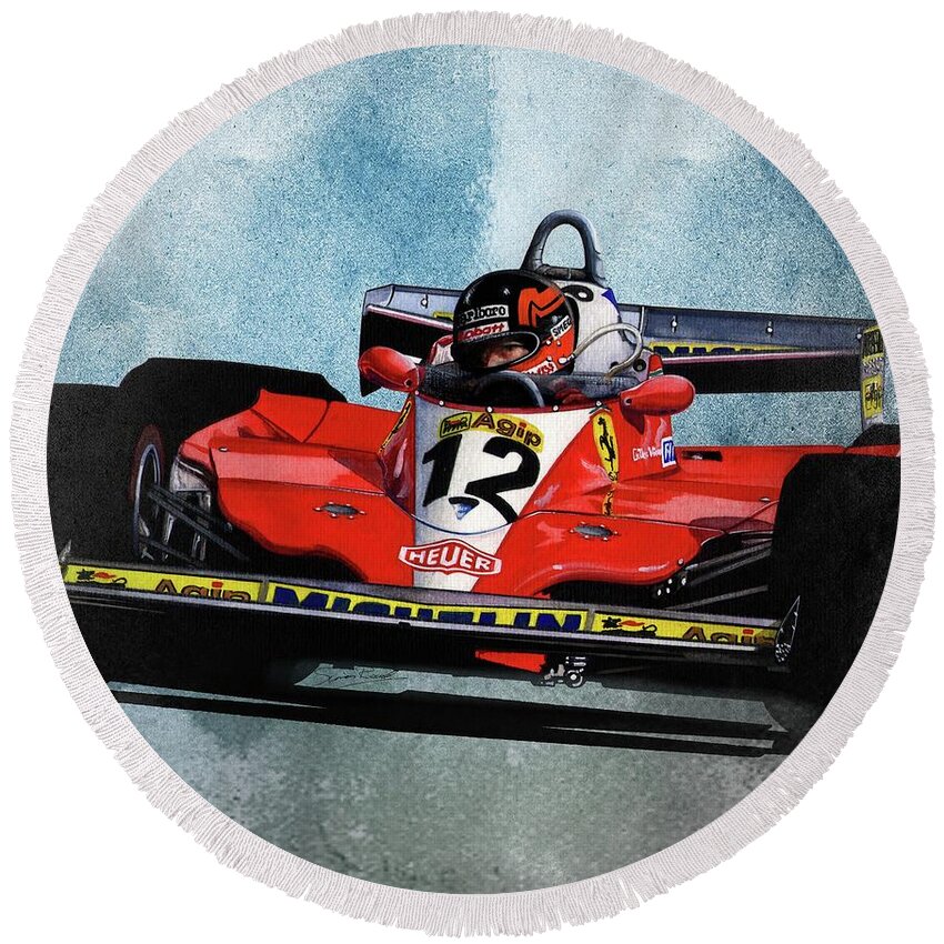 Art Round Beach Towel featuring the painting 1978 Ferrari 312T3 by Simon Read