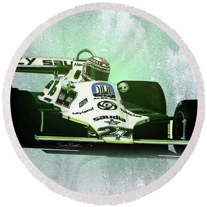 Art Round Beach Towel featuring the painting 1980 Williams FW07B by Simon Read