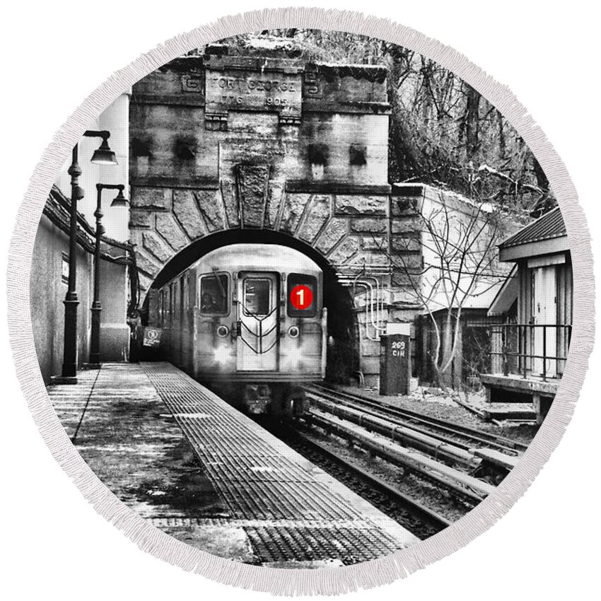 New York City Subway Round Beach Towel featuring the photograph 1Scape No.2 by Steve Ember