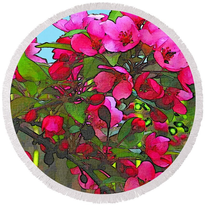 Apple Round Beach Towel featuring the photograph Apple Blossoms #2 by Robert Bissett