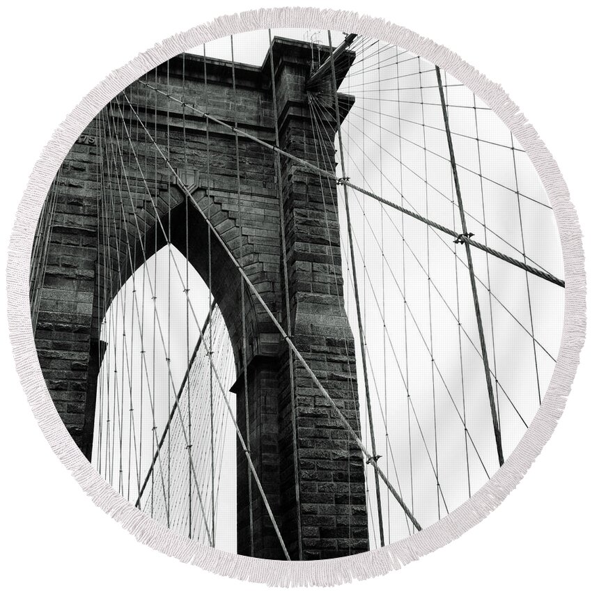 Photography Round Beach Towel featuring the photograph Brooklyn Bridge II #2 by Laura Denardo