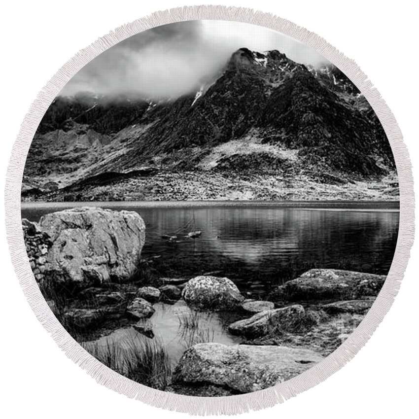Llyn Idwal Round Beach Towel featuring the photograph Idwal Lake Snowdonia #1 by Adrian Evans