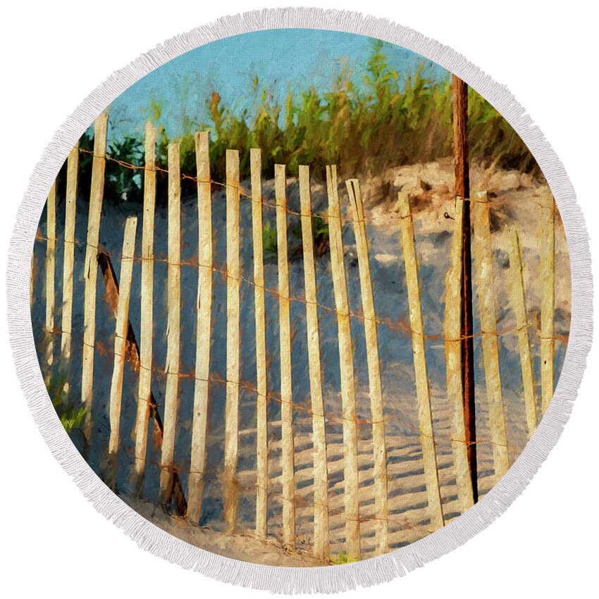 Beach Round Beach Towel featuring the photograph Lines In The Sand #2 by Cathy Kovarik
