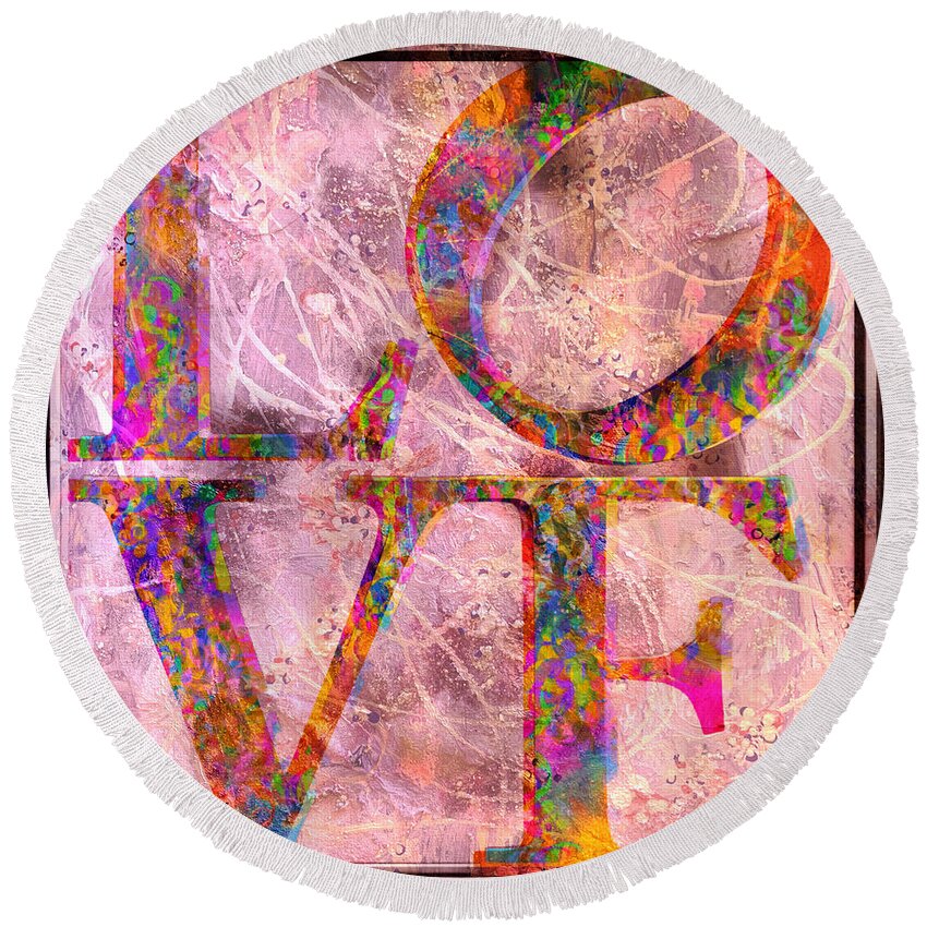 Love Art Round Beach Towel featuring the mixed media LOve #2 by Don Wright