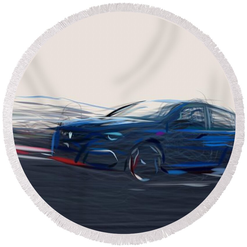 Peugeot Round Beach Towel featuring the digital art Peugeot 308 GTi Drawing #3 by CarsToon Concept