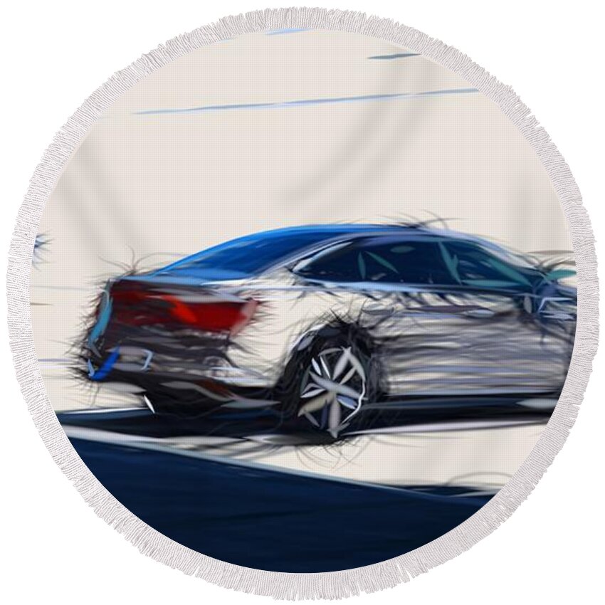 Renault Round Beach Towel featuring the digital art Renault Talisman Draw #3 by CarsToon Concept