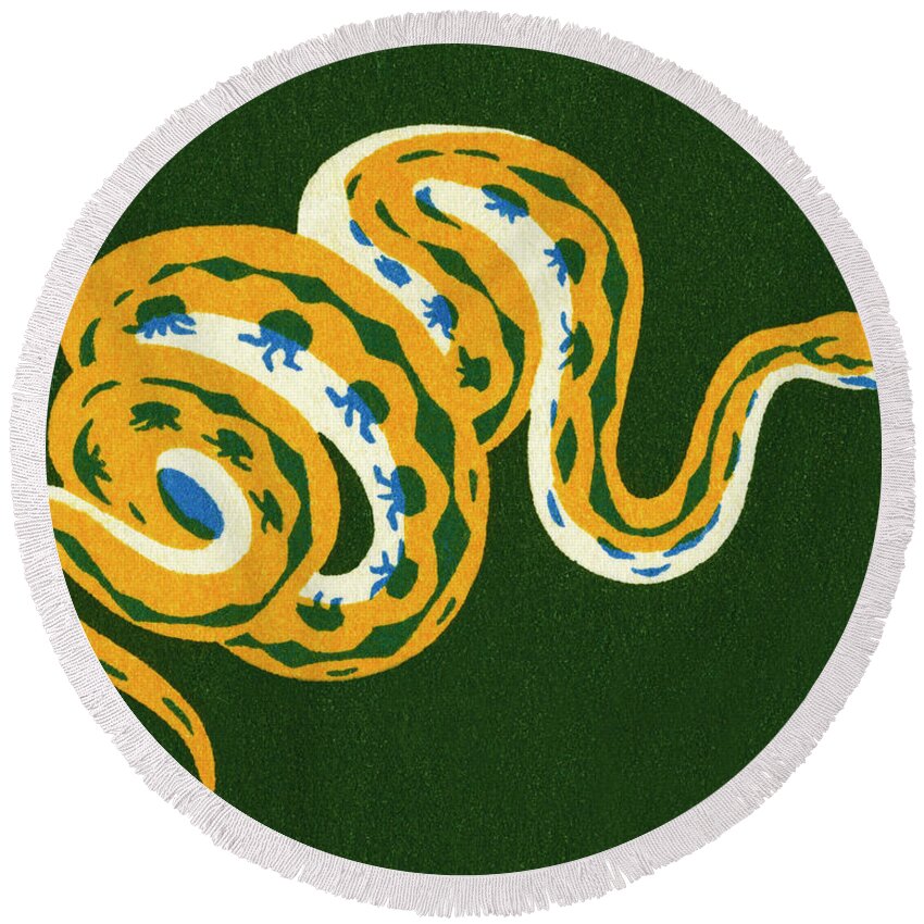 Animal Round Beach Towel featuring the drawing Snake #2 by CSA Images