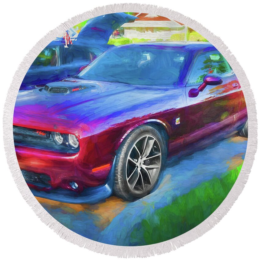 2018 Dodge Challenger R/t 392 Scat Pack Round Beach Towel featuring the photograph 2018 Dodge Challenger 392 R/T Scat Pack X196 by Rich Franco
