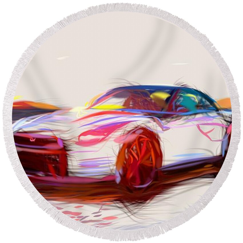 Nissan Round Beach Towel featuring the digital art Nissan GT R Drawing #32 by CarsToon Concept