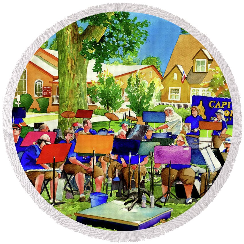 Royer Park Round Beach Towel featuring the painting #350 Pops Art #350 by William Lum