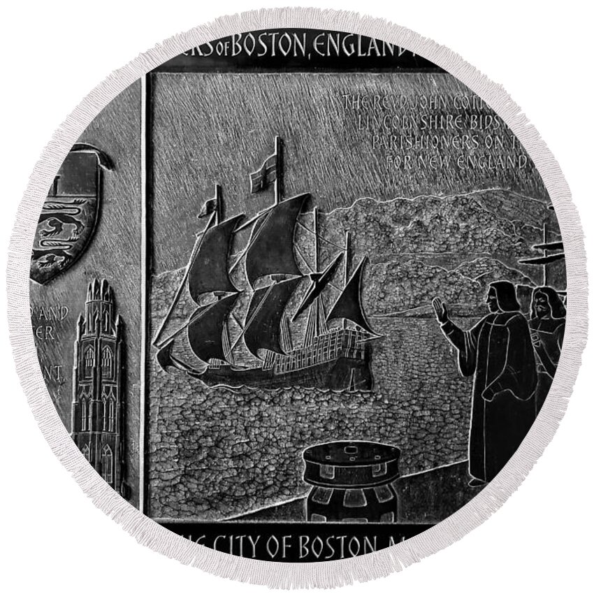 Pilgrams Round Beach Towel featuring the photograph 350 Years Of Boston by Rob Hans
