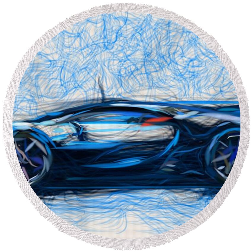 Bugatti Round Beach Towel featuring the digital art Bugatti Vision Gran Turismo Drawing #5 by CarsToon Concept