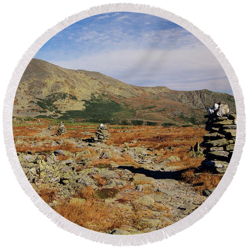 Alpine Tundra System Round Beach Towel featuring the photograph Mount Washington - White Mountains New Hampshire #4 by Erin Paul Donovan